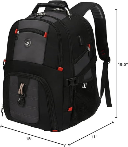 SHRRADOO Extra Large 50L Travel Laptop Backpack with combination lock, College High School Backpack Airline Approved Business Work Bag Fits 17 Inch Computer for Men Women