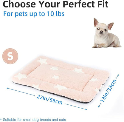 Mora Pets Cat Bed for Indoor Cats Washable Dog Crate Pad Cute Star Dog Bed Mat for Small Dogs Pet Kennel Pad for Cage Soft Flat Puppy Kitten for Sleeping Anti-Slip Pink 22 x 13 inch 2 Pack