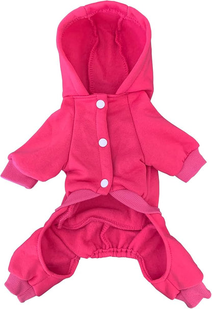 Dog Hoodie Clothes with Pocket 4 Legs Jumpsuit Fleece Sweater Winter Sweat Shirt Warm Cotton Hoodies for Small Dog Medium Large Cat Magenta 3XL