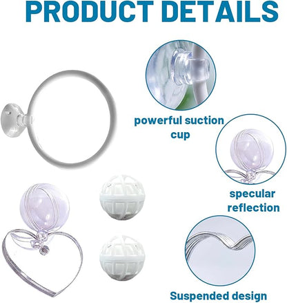 6PCS Betta Mirror, Betta Ring and Bettas Feeding Ring, Fish Enrichment Toys Set with Floating Mirror and Exercise Rings for Bettas Decor