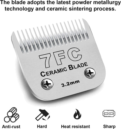 4PACK Dog Grooming Clipper Replacement Blades Compatible with Andis Pet Clipper/Oster A5/Wahl KM Series Dog Clipper,Ceramic Blade & Stainless Steel Blade (#3FC+4FC+5FC+7FC)