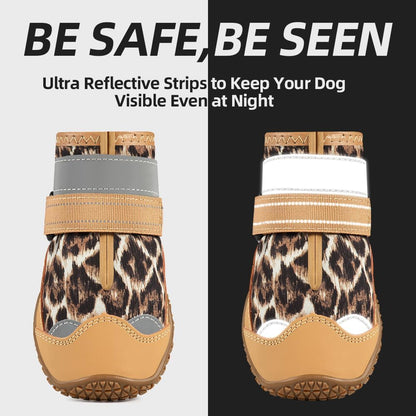 Dog Shoes for Large Dogs, Medium Dog Boots & Paw Protectors for Hardwood Floors, Outdoor Dog Booties for Hot Pavement Winter Snow Hiking, Waterproof Dog Shoes with Reflective Strips Size 3