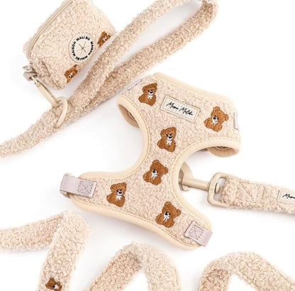 Embroidered Matching Dog Harness and Leash Set with Poop Bag – No Pull, Adjustable, Padded, Breathable Harness for Puppies, Extra Small Dogs, Small Dogs, and Medium Dogs (Small)