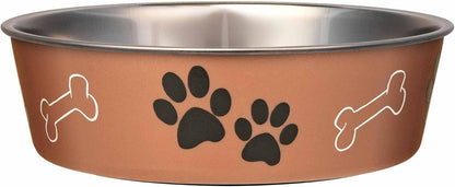 Loving Pets - Bella Bowls - Dog Food Water Bowl No Tip Stainless Steel Pet Bowl No Skid Spill Proof (Medium, Copper)