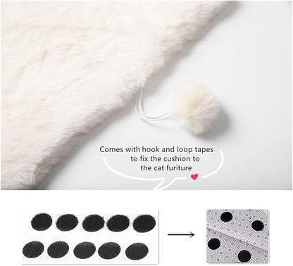 SHENGOCASE 2-Pack 14" x14" Faux Rabbit Fur Cat Dog Bed Cushion Pad Mat, Cat Tree Tower Replacement Cushion Pad for Window Perch Carrier House Cage Crate Kennel Furniture
