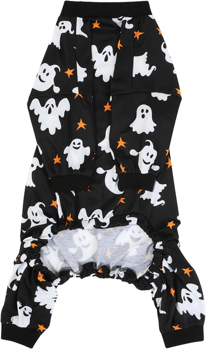 HDE Dog Pajamas One Piece Jumpsuit Lightweight Dog PJs Shirt for M-3XL Dogs Ghostly Stars - S