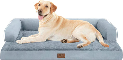 Large Dog Bed Orthopedic Washable - Beds Bolster Pet - XXL XXLarge Big Dogs - Memory Foam - Couch Sofa - Waterproof with Removable Cover - Grey Dog Bed