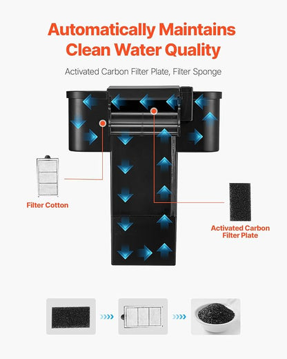 VEVOR Fish Tank Aquarium, 3.5 Gallon, Arch Design, Ultra-Clear GPPS Smart Tank with Adjustable 3-Color Lighting, Self-Cleaning System for Freshwater & Saltwater Fish - Home, Office Use