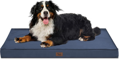 Outdoor XXL Dog Bed Waterproof, Dog Bed for Extra Large Dogs, Orthopedic Egg Foam Pet Bed with Washable and Removable Oxford Cooling Cover, Navy