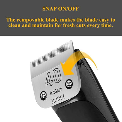 40 Cut Length 1/100"(0.25mm) Detachable Pet Dog Clipper Blades UltraEdge Series Clipper Blades for Dog Grooming Compatible with Most Andis,Oster A5 Wahl KM Series Clippers