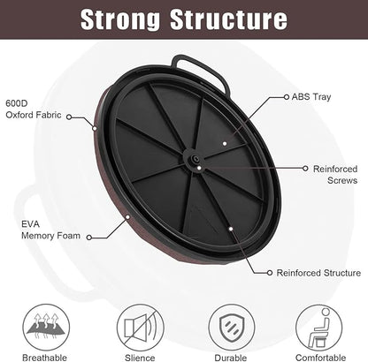 Foxtune 360-Degree Swivel Bucket Seat, 5 Gallon Bucket Lid, Spin Bucket Seat Cushion, Silent, Comfortable, Water-Resistant, for Fishing, Gardening, Hunting and Camping (Coffee Brown)