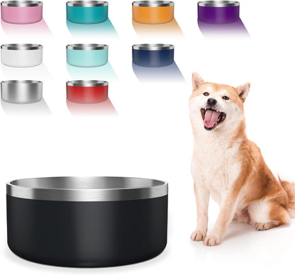 Dog Bowl, Stainless Steel Dog Food and Water Bowl with Non Slip Quiet Bottom, Easy to Clean, Dishwasher Safe, 40oz, Black