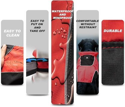 TSPRO Premium Dog Raincoat, Waterproof for Small & Medium Dogs, Reflective for Daily Walks/Outdoor Trips, Easy-Adjust Hook & Loop, Leash Hole (Pink/Black, L)