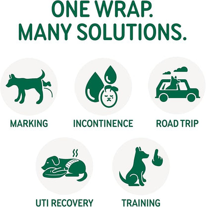 PAWPANG Copper Fit Mate Washable Male Dog Belly Band Kit – 1 Reusable Male Wrap with 15 Dog Diaper Liners, Ideal for Senior Dogs, Incontinence, and Marking, XS