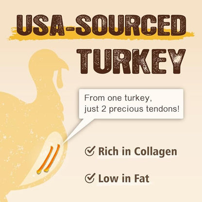 Gootoe Soft Turkey Tendon Stirip 1 lb, Natural Chewy Snack, USA-Sourced Turkey Tendon, Premium Training Chew, Hypoallergenic, Reseal Value Bag, Ideal for Small& Senior Dog, Jumbo Pack