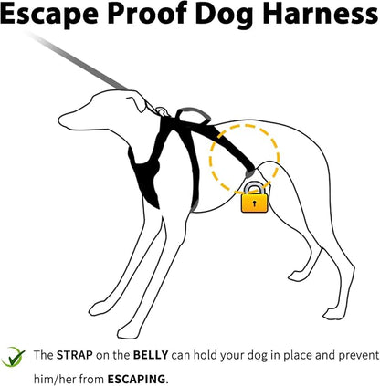 Escape Proof Dog Harness, No Pull Reflective Harness with Lift Handle, Adjustable Pet Vest with Front and Back Leash Clips for Small Medium Large Dogs Walking Hiking Training (Pink,L)