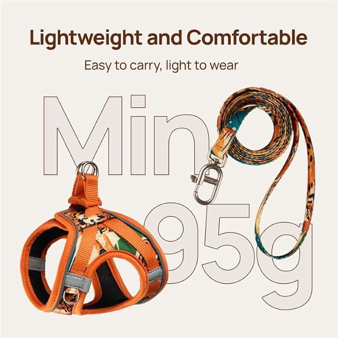 Cat Harness and Leash Set, Step-in Escape Proof Adjustable Vest Harness for Small Medium Large Cats, Lightweight Soft Breathable Reflective Kitten Harness, Easy to Wear for Walking Travel, Camping, XS
