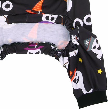 HDE Dog Pajamas One Piece Jammies Jumpsuit Pet Clothes Outfit Stretchy Lightweight Comfy Shirt Pjs for M-3XL Dogs Cute Ghosts - 3XL