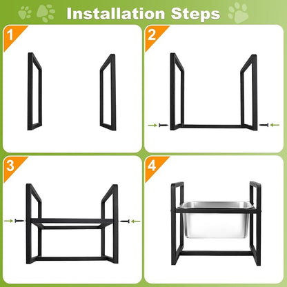 Adjustable Height Elevated Large Dog Water Bowls with Stainless Steel Bowls and Metal Stand，4-Level (8/10/12/14 Inches) Pet Bowl for Dogs for Large Medium Dogs - Durable, Easy to Clean (2gallon)