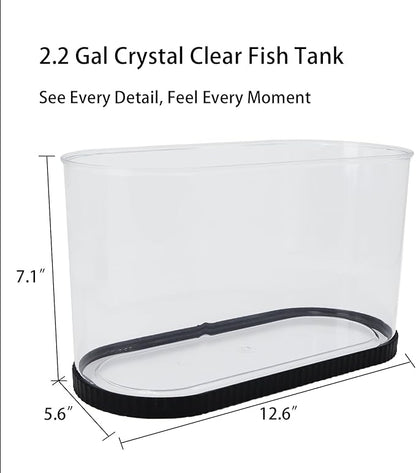 2.2 Gallon Fish Tank Kit, Small Aquarium Starter Tank with Filter and Light, Acrylic Nano Desktop Tank with Color-Changing LED & Decor - Complete Starter Kit for Betta Fish Shrimp Guppy Goldfish Beta