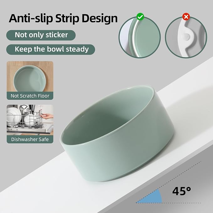 Havniva Raised Cat Bowl 6.1” Elevated Ceramic Cat Food and Water Bowl | Cat Bowls Elevated, Whisker Friendly Cat Bowl, Non-Slip Wood Stand, Food-Grade Ceramic, Wide Opening, Dishwasher Safe