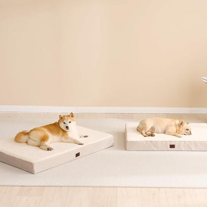 EHEYCIGA Orthopedic Dog Bed with Removable Washable Cover, Camel, 30IN | Egg Crate Foam Support, Durable Oxford fabric, Non-Slip Bottom, Machine Washable, Soft Waterproof Plush Pet Bed Mat For Crate