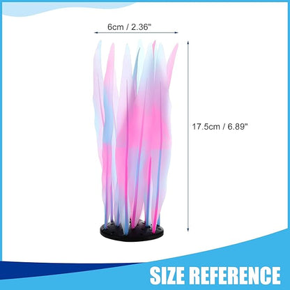 Soft Silicone Glowing Seaweed, Fluorescence Aquatic Artificial Kelp for Aquarium (Pink)