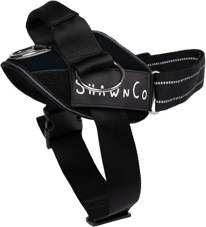 ShawnCo Essential Pro Dog Harness, No-Pull Pet Vest with 3 Leash Clips and Removable, Reflective Side Patches, Adjustable and Padded Harness for Small, Medium and Large Dogs (Midnight, XL)