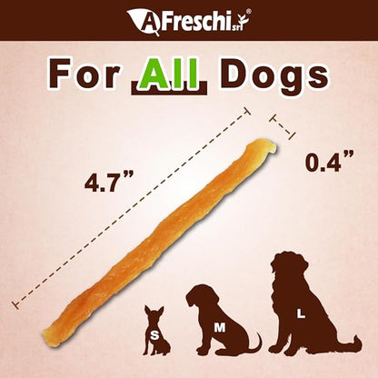 AFreschi Turkey Tendons for Dogs, USA-Sourced, Healthy Dog Treats, Rawhide-Free Puppy Chews, All Natural, Hypoallergenic Dog Treats, Classic Series, Soft Strips, 3.5 oz Pack