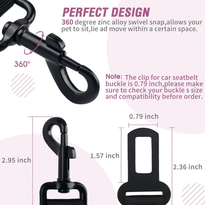 COOYOO Dog Seat Belt,3 Piece Set Retractable Dog Car Adjustable Seatbelts for Vehicle Nylon Pet Safety Heavy Duty & Elastic & Durable Car Harness for Dogs