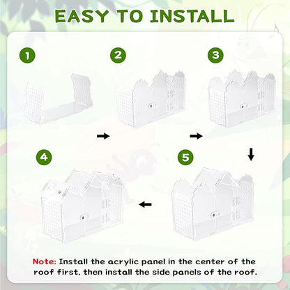 7Pcs Magnetic Acrylic Jumping Spider Enclosure Kit, 9.5" X 3.9" X 6.7" Arboreal Tarantula Enclosure with Feeding Hole for Reptiles Amphibians nnd Spiders