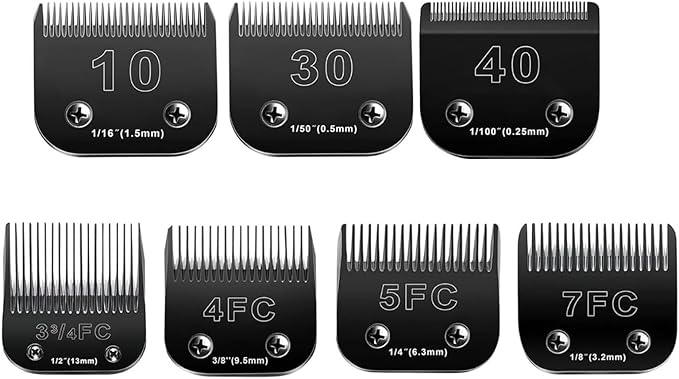 7pack Dog Grooming Blades Compatible with Andis Dog Clippers Blades,Dog Clipper Blades Compatible with Oster A5,Wahl km10 Dog Clippers,Stainless-Steel Blade Sharp