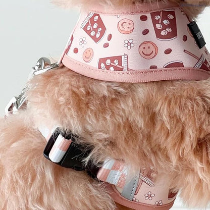 Lucy & Co. Reversible Dog Harness - Water-Repellent Neoprene, Dual-Print Design, Easy Swap Style, Adjustable Comfort Fit - Iced Coffee SZN Reversible Harness - Small