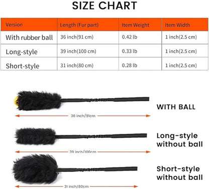 HOWGO Dog Rope Toy,Dog Bungee Chaser Toy 100% Sheepskin,Sheep Smell Tug Toy for All Breeds (Black, Long Without Ball)