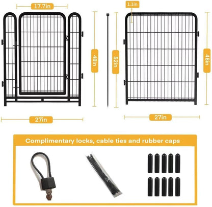 Dog Playpen 48 inch(H) 8 Panels Total 17.7 Ft(L) Dog Fence Outdoor for Yard. Wide Door Low Threshold，Metal Dog Pen Heavy Duty Pet Puppy Exercise Pen for Rv Camping Garden Yard