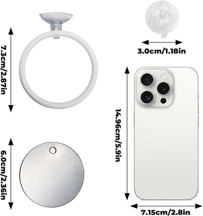 Beta Fish Aquariums Accessories, 1 Fish Mirror with Floating Ball & 2 Exercise Training Ring Toys, Fish Feeding Ring, Betta Fish Toys Set for Tank, Enrichment Toys for Fish