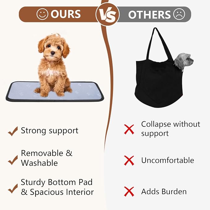 Dog Purse Carrier for Small Dogs, Cats, and Puppies – Soft-Sided Travel Pet Tote Bag with 4 Large Pockets, Foldable, Lightweight, Fits Pets up to 15 lbs, for Travel, Outings (Grey)