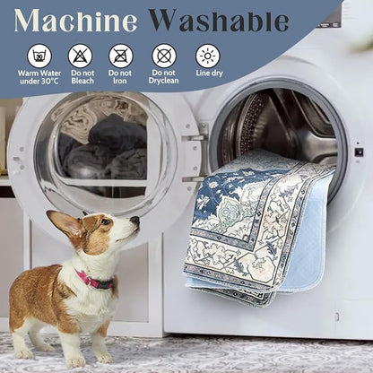 Washable Pee Pads for Dogs, 2 Pack Reusable Puppy Training Pads 40"x26" Super Absorbent Waterproof Dog Training Pads, Non-Slip Potty Pads, Whelping Pads Litter Mat Navy & Ecru