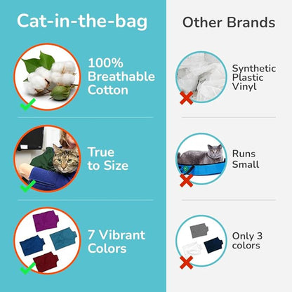 Cat-in-the-Bag Cozy Comfort Carrier - Small Green Pet Carrier and Cat Carrier Soft for Cutting Nails, Vet Visits, Medication Administration, Dental Care, & Travel