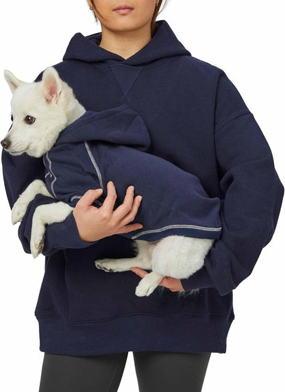 Blueberry Pet Essentials Dog Hoodie – 18 inch, Cotton‑Blend Sweatshirt with Hood, Midnight Blue, Machine‑Washable Small‑Dog Jersey
