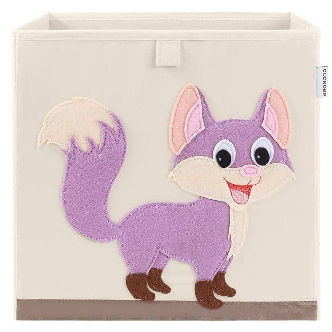 CLCROBD Foldable Animal Cube Storage Bins Fabric Toy Box/Chest/Organizer for Kids Nursery, 13 inch (Fox)