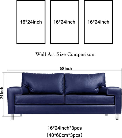 Wieco Art 3 Piece Blue Sea Beach Canvas Prints Modern Stretched Wall Art Seascape Pictures Paintings for Living Room Bedroom Home Decorations Modern Landscape Artwork