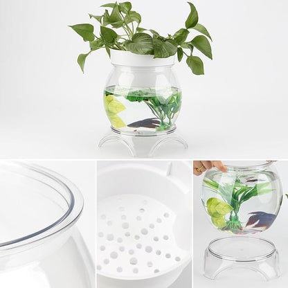 1 Gallon PET Aquaponic Fish Tank, Fish Bowl Aquaponic Betta Fish Tank Clear Aquarium for Betta Fish Reptiles Succulents Flower Vase Betta Fish Centerpiece Present for Home Office Desktop Decors