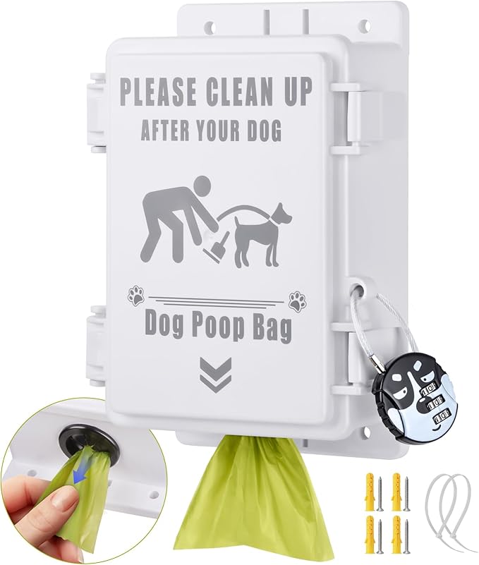 Heavy Duty Dog Poop Bag Dispenser, Wall Mountable & Waterproof Outdoor Organizer for Home, Yard Cleanup, Neighbor-Friendly, Commercial-Grade for Parks, Property Management (Without Bags)