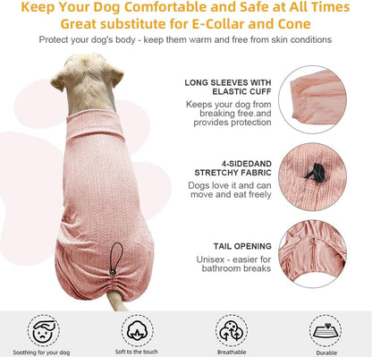 Dog Pyjamas PJS Sweater Clothing and Loungewear Suitable for Medium to Large Breeds of Dogs, Neutering Suits, Extra-Large Stretch Fabric, Four-Legged Dogs Clothes Pyjamas (Sweater Pink, 4XL)