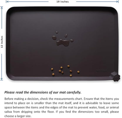 Hoki Found Silicone Pet Food Mats Tray - High-Lips Pet Dog Cat Bowl Mats - Pet Feeding Mat - Waterproof Dog Cat Food Mats -Pet Water Mats for Floors - Dark Oak