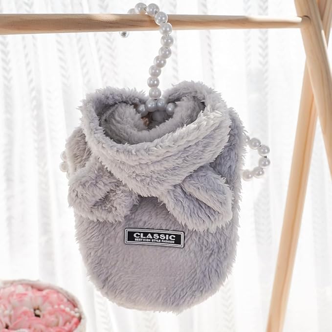 Cat Bunny Ears Costume Cute Dog Kitten Hoodies Sweater Rabbit Ears Puppy Pet Apparel (XX-Large,Gray)