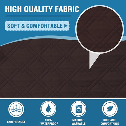 H.VERSAILTEX 100% Waterproof Couch Cover 4 Seater Sofa Slipcover Furniture Protector for Pets Kids Children Dog Cat with Non-Skid Backing (Oversized Sofa, Brown)