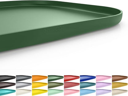 SMILOOL Waterproof Silicone Pet Food Mat with Raised Edge for Dog & Cat | 24" x 16" Non-Slip Pet Feeding Mats with Lip for Food & Water Bowl, Food Grade, Easy Cleaning, Dark Olive