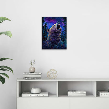 Bear Forest Wall Art Canvas Fantastic Animal Wall Decor Prints Framed Painting Pictures Gifts Artwork for Bathroom Kitchen 16"x20"